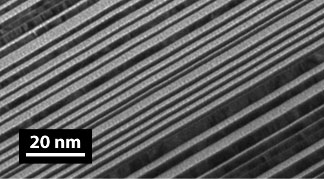 Transmission Electron Microscope (TEM) image of an aperiodic multilayer fabricated by CXRO.