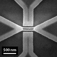 SEM image of a micro electro-mechanical-system (MEMS) fabricated by CXRO using the CXRO Nanowriter